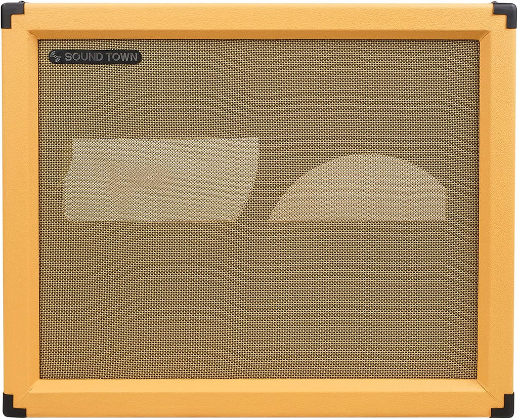 Sound Town 2 x 12 Empty Open-Back Guitar Speaker Cabinet, Birch Plywood, Mono/Stereo Jack Plate, Orange, Wheat Cloth Grill, Compatible w/Celestion/Eminence Speakers (GUC212OBOR-EC)