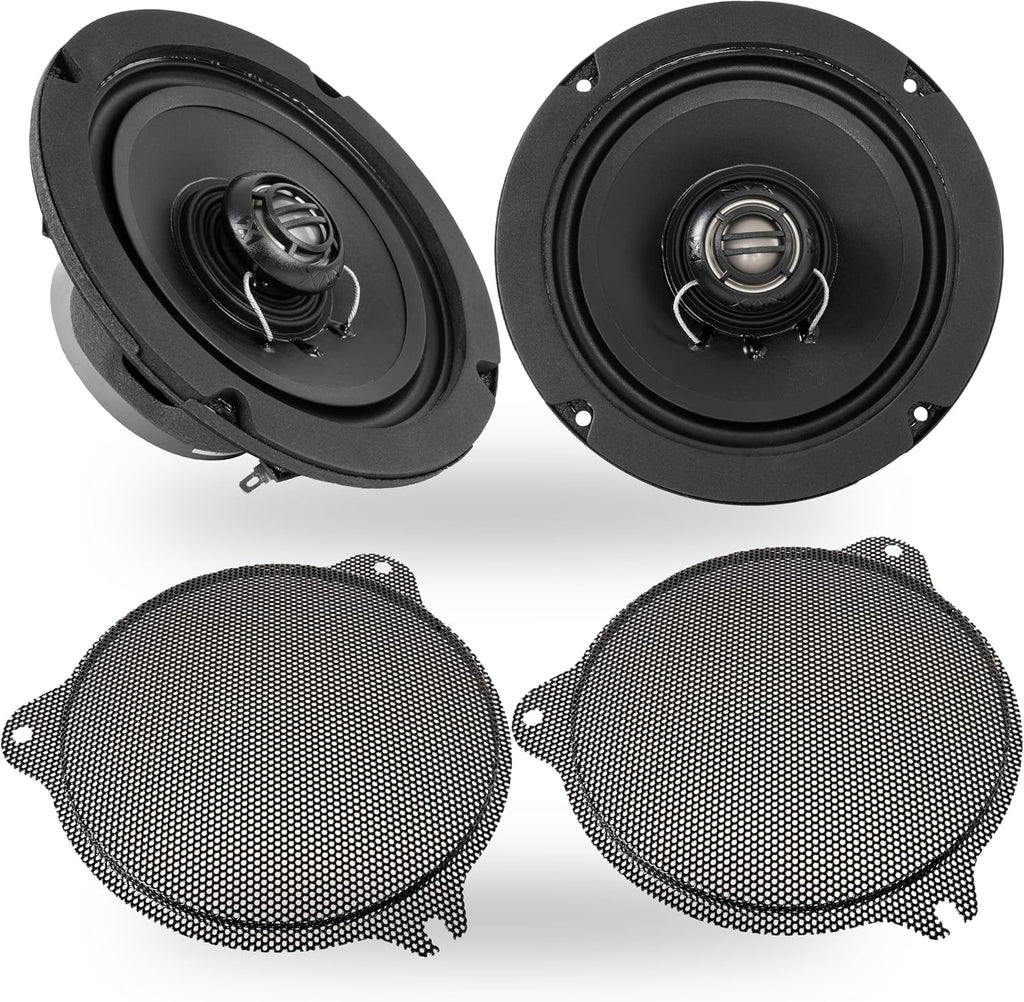 NVX® XFHD6F Premium 6.5' Motorcycle Speakers, 600W Peak (300W RMS), 2-Ohm Front Fairing Coaxials with 1' Titanium Tweeters, Waterproof, Plug-and-Play Upgrade for Harley-Davidson Touring 2014 up (Pair)