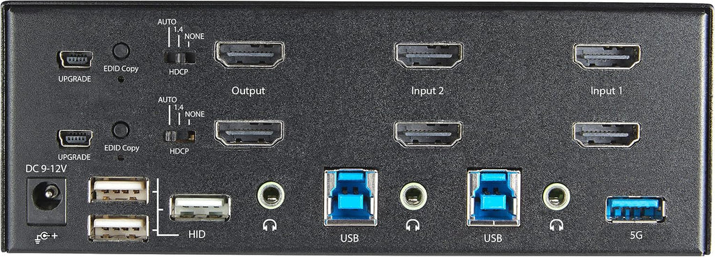 StarTech.com 2 Port Dual Monitor HDMI KVM Switch - 4K 60Hz Ultra HD HDR - Desktop 4K HDMI 2.0 KVM Switch with 2 Port USB 3.0 Hub (5Gbps) & 4X USB 2.0 HID, Audio - Hotkey Switching - TAA