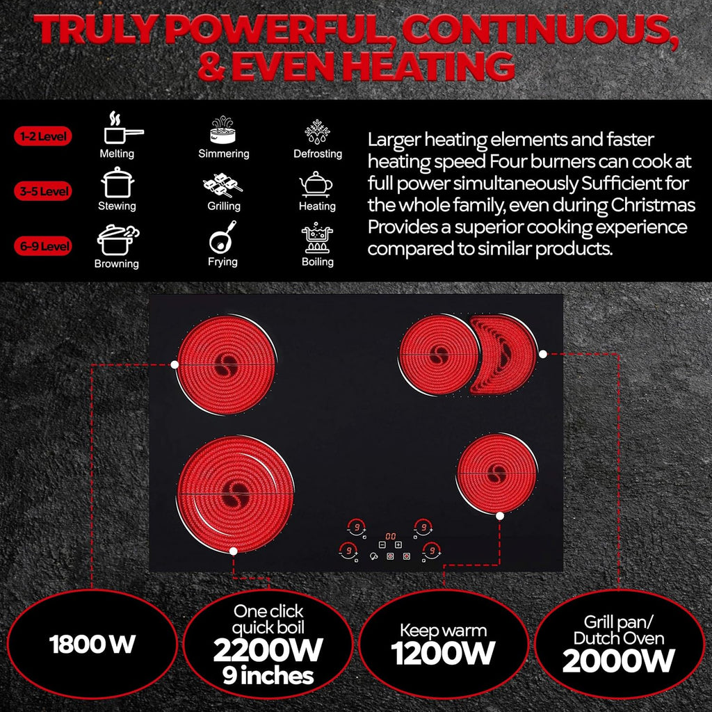 Ramblewood 4 Burner 30' Electric Cooktop, EC4-70, 7200W