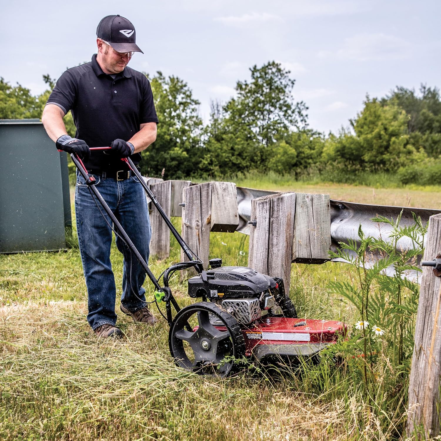 Earthquake Walk Behind String Mower With 160cc Viper 4-Cycle Engine, 22' Cutting Diameter, 14' Never-Go-Flat Wheels, Easy Assembly, Adjustable Handlebar, Model # 40314