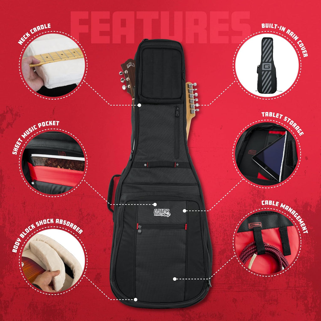 Gator Cases Pro-Go Series Ultimate Guitar Gig Bag, Dual Compartment Fits Acoustic and Electric Guitars (G-PG ACOUELECT)