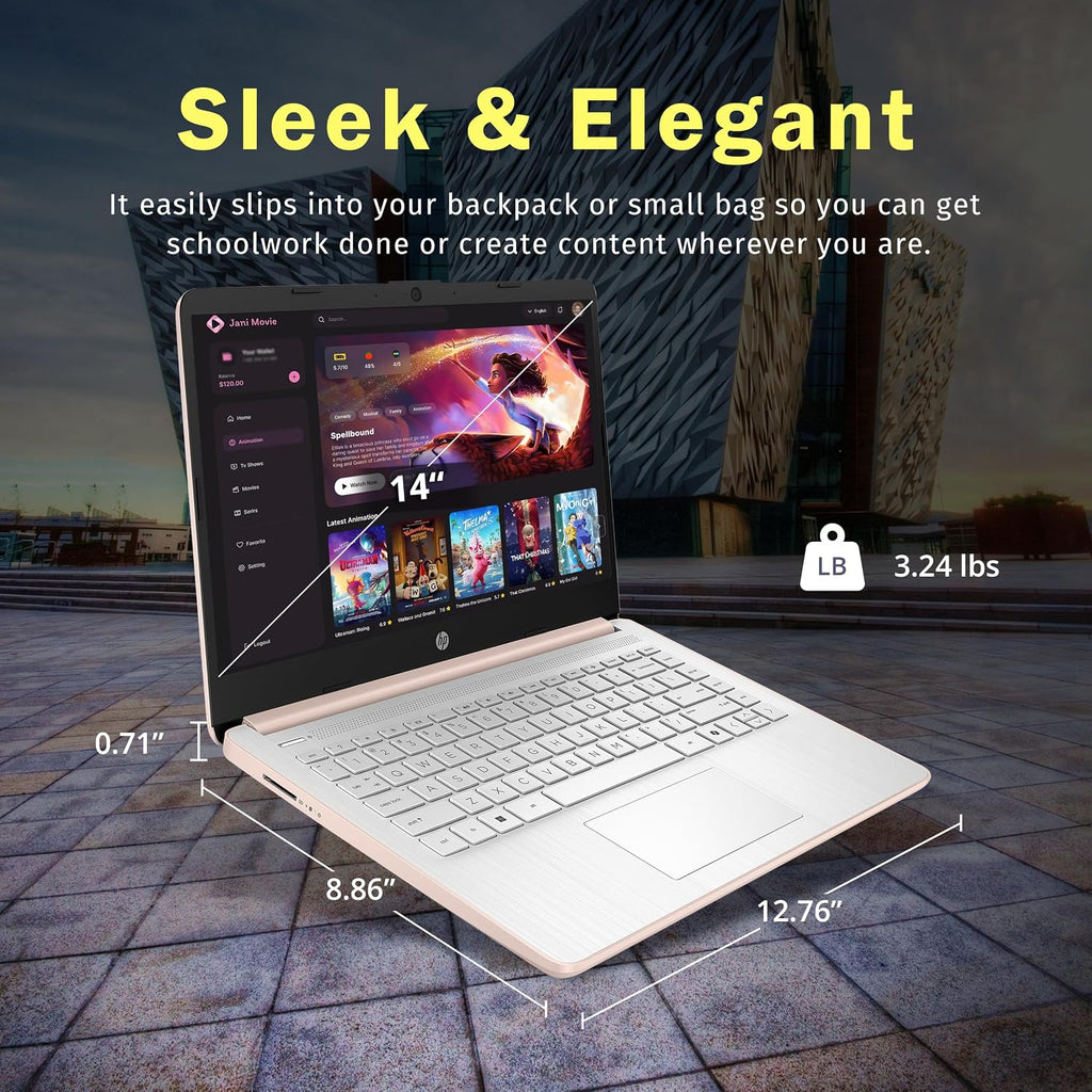 HP Stream 14' HD Anti-Glare Laptop, Intel Processor N150, 16GB RAM, 128GB UFS, Webcam, Wi-Fi 6, Long Battery Life, Copilot, Win 11 S, Gold (Renewed)