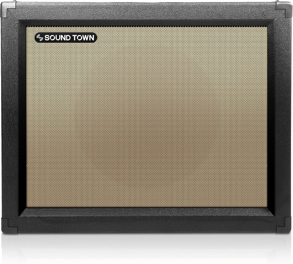 Sound Town 1 x 12' Empty Guitar Speaker Cabinet, with Birch Plywood Construction, Black Tolex, Wheat Cloth Grill, Compatible with Celestion/Eminence Speakers (GUC112BK-EC)