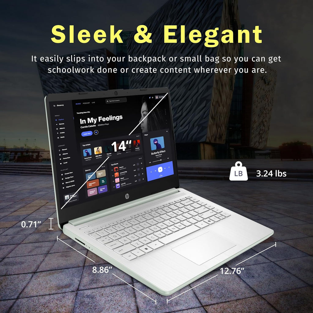 HP Stream 14' HD Laptop, Intel Processor N150, 16GB RAM, 128GB UFS, Intel Graphics, Copilot, Fast Charge, Wi-Fi 6, Win 11 S, Green (Renewed)