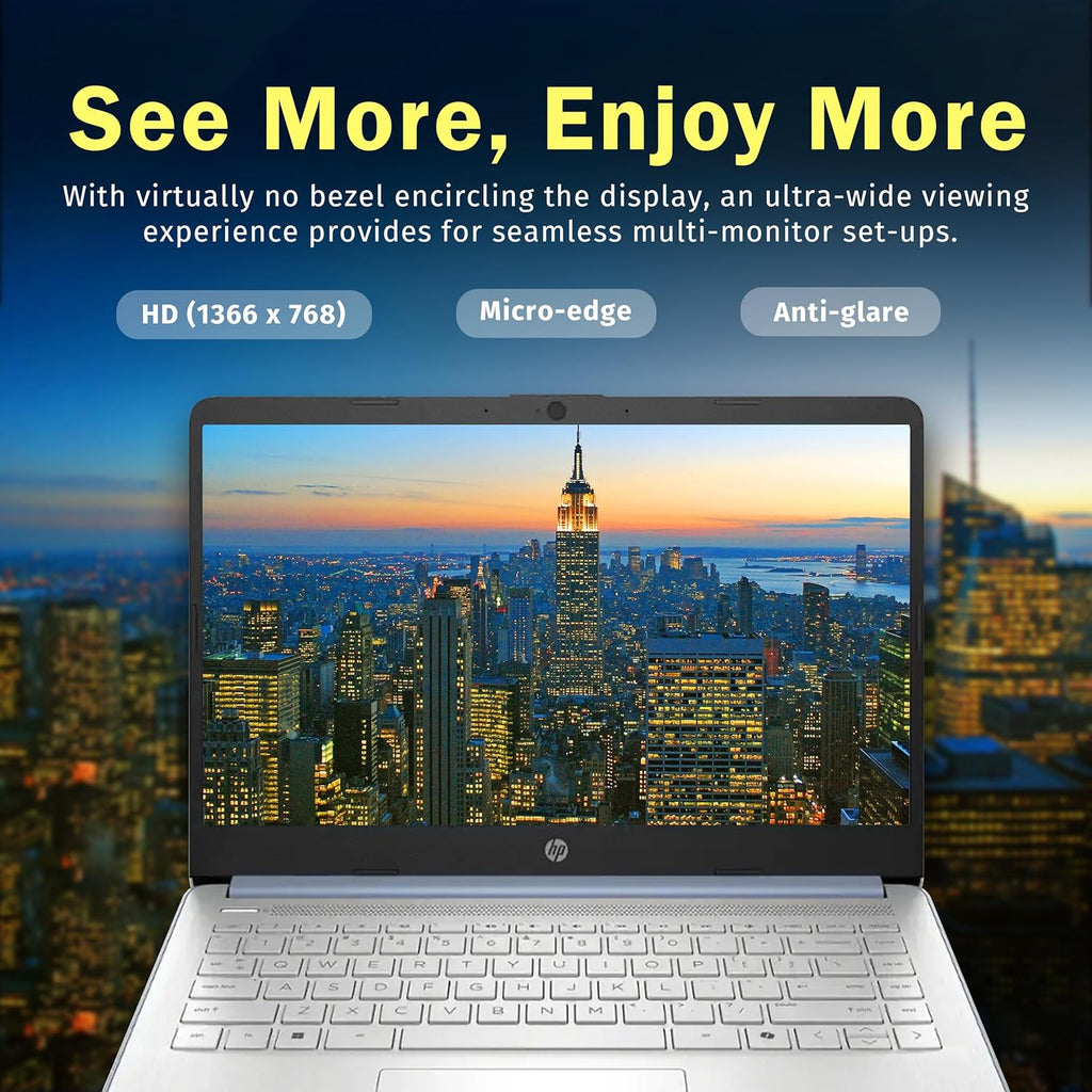 HP Flagship 14' HD Student&Business Laptop, Intel N150 CPU(Beats i3-1115G4), 32GB RAM, 288GB Storage (128GB UFS + 160GB Docking Set), W/1 Year Office 365&AI-Copilot, Webcam, Bluetooth, Win 11s, Blue