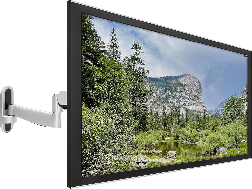 Mount-It! Full Motion Gas Spring TV Wall Mount for 25–55 Inch LED LCD OLED Flat Screen TVs | Height Adjustable 13.5' Articulating Arm | VESA 100x100 to 400x400 | 44 lb Capacity | Single Stud | Silver