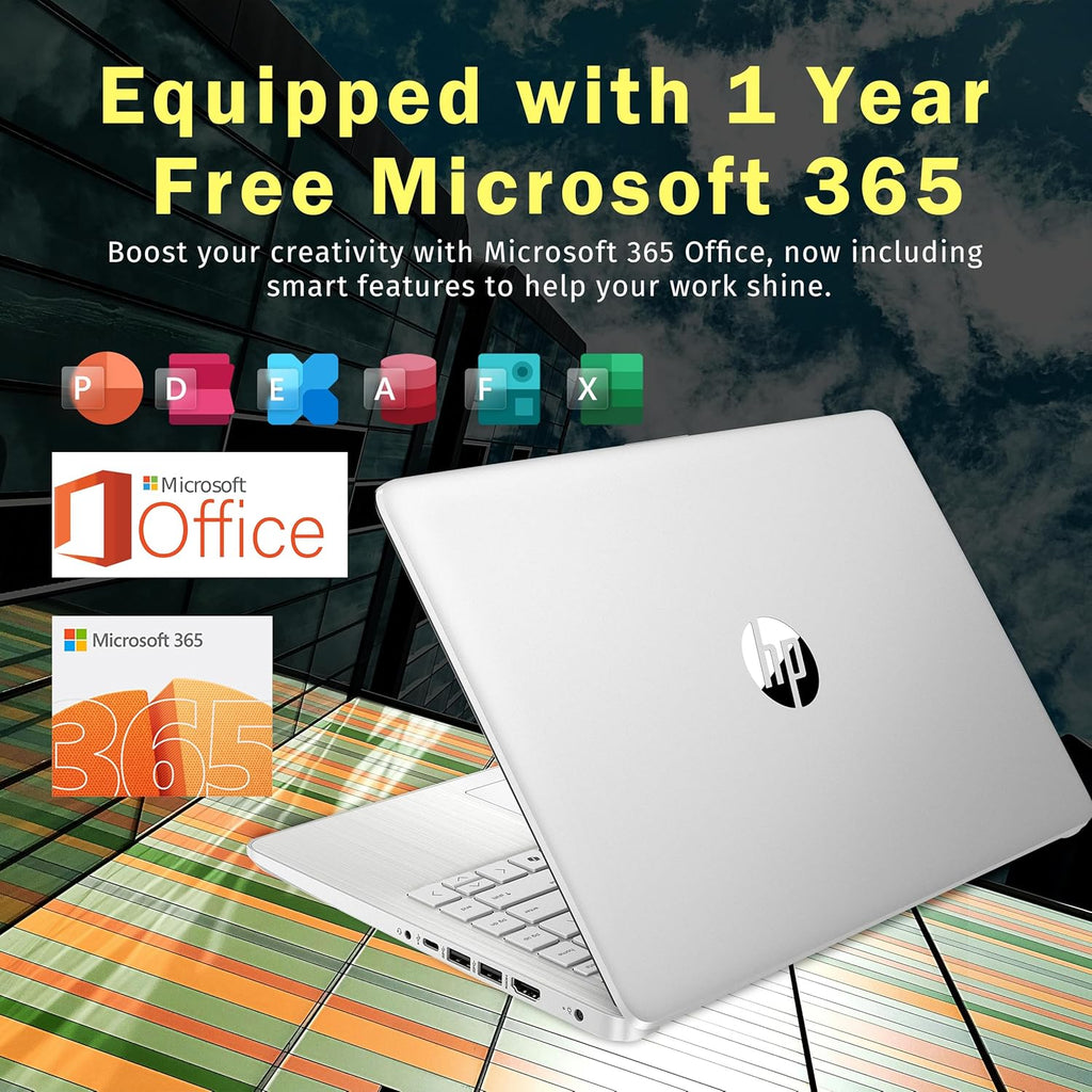 HP Stream 14' HD Laptop, Intel Processor N150, 16GB RAM, 1.12TB Storage(128GB UFS+1TB Docking Station Set), Intel Graphics, Webcam, Wi-Fi 6, 1 Year Office 365, Copilot, Fast Charge, Win 11, Silver