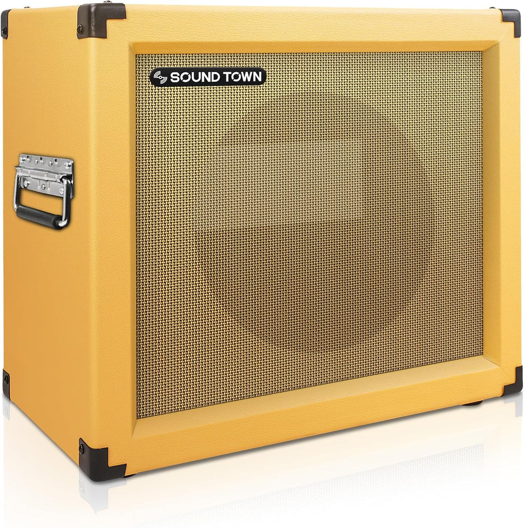 Sound Town 1 x 12' Empty Open-back Guitar Speaker Cabinet, w/Birch Plywood Construction, Orange Tolex, Wheat Cloth Grill, Compatible w/Celestion/Eminence Speakers (GUC112OBOR-EC)