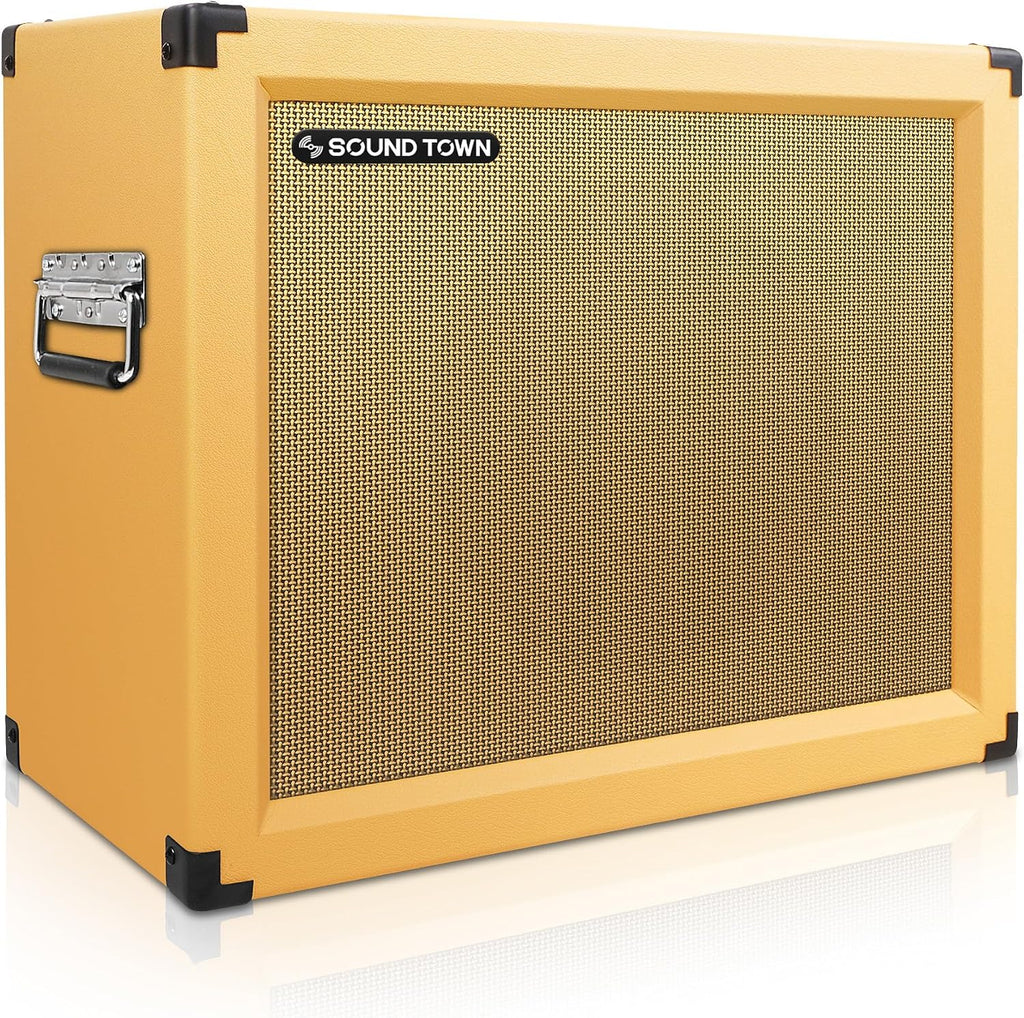 Sound Town 1 x 12' Empty Guitar Speaker Cabinet, with Birch Plywood Construction, Orange Tolex, Wheat Cloth Grill, Compatible with Celestion/Eminence Speakers (GUC112OR-EC)