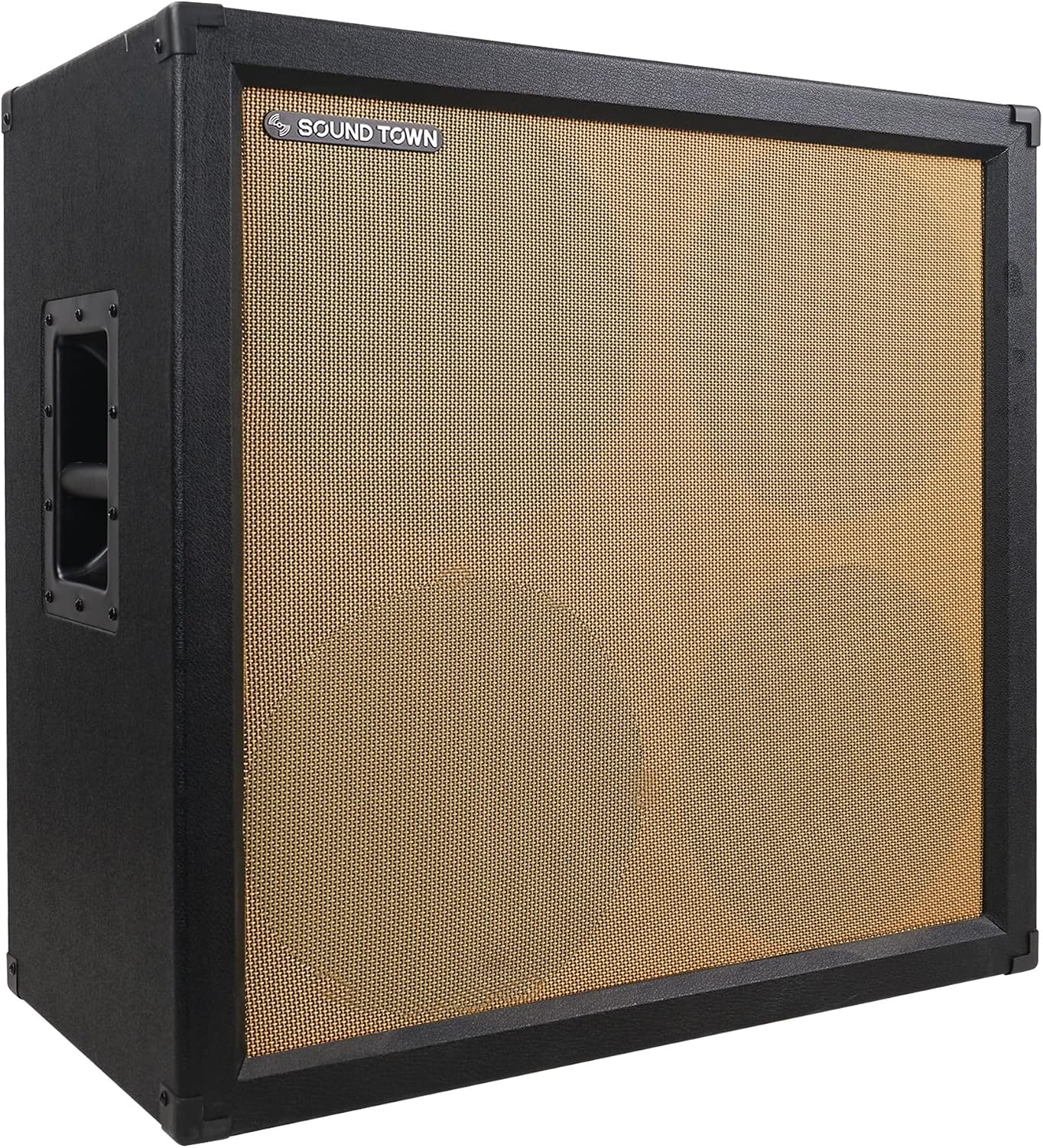 Sound Town 4 x 12 Empty Guitar Speaker Cabinet, Birch Plywood, Black Tolex, Wheat Cloth Grill, Compatible with Celestion/Eminence Speakers (GUC412BK-EC)