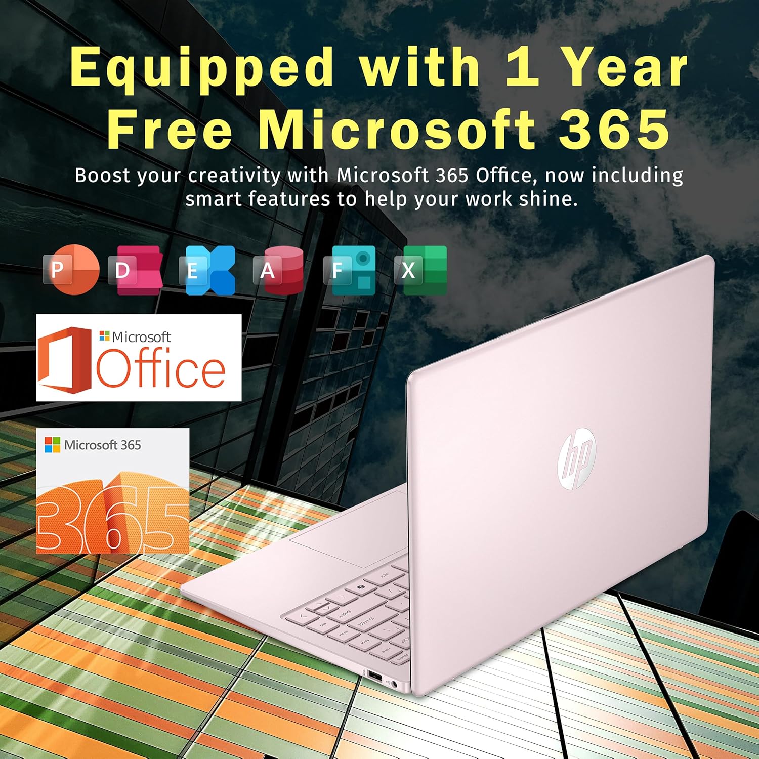 HP Stream 14' HD Laptop, Intel Processor N150, 16GB RAM, 1.12TB Storage(128GB UFS+1TB Docking Station Set), Intel Graphics, Webcam, Wi-Fi 6, 1 Year Office 365, Copilot, Fast Charge, Win 11, Pink