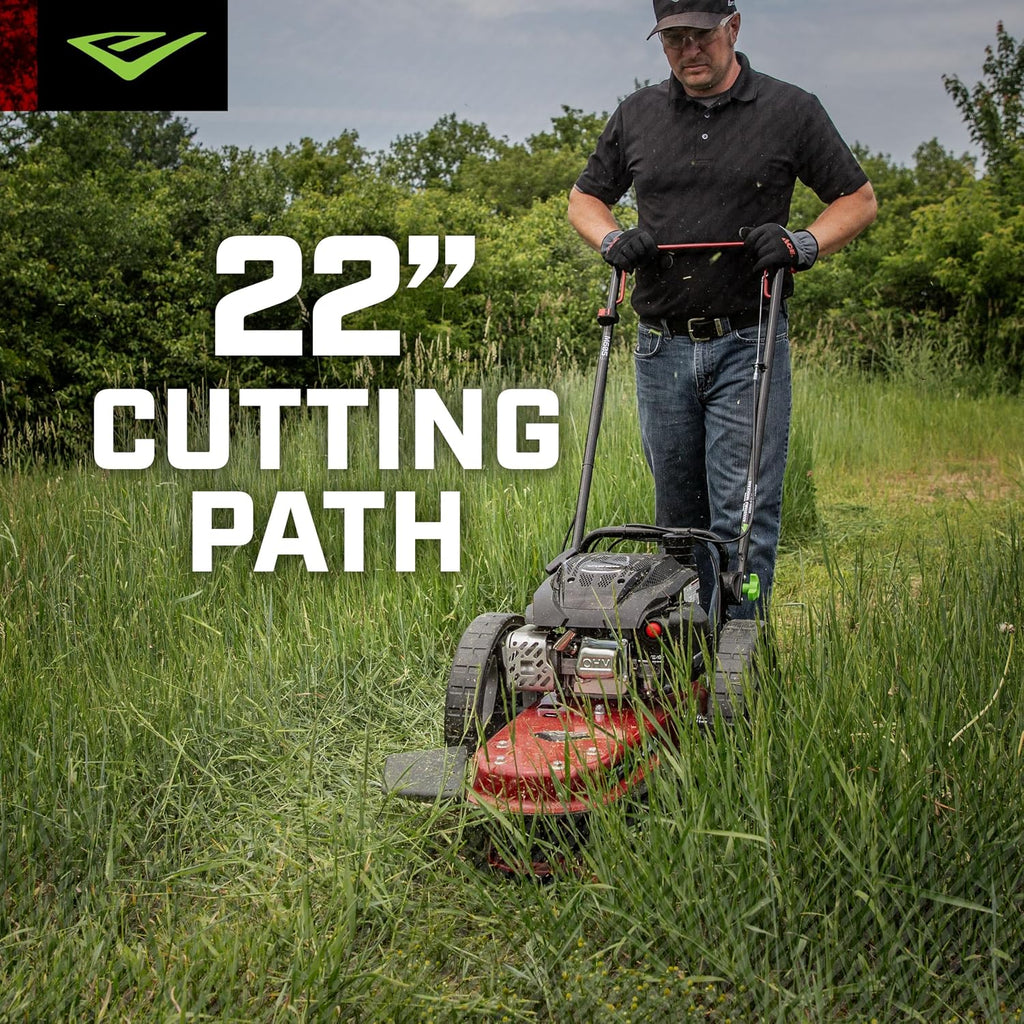 Earthquake Walk Behind String Mower With 160cc Viper 4-Cycle Engine, 22' Cutting Diameter, 14' Never-Go-Flat Wheels, Easy Assembly, Adjustable Handlebar, Model # 40314