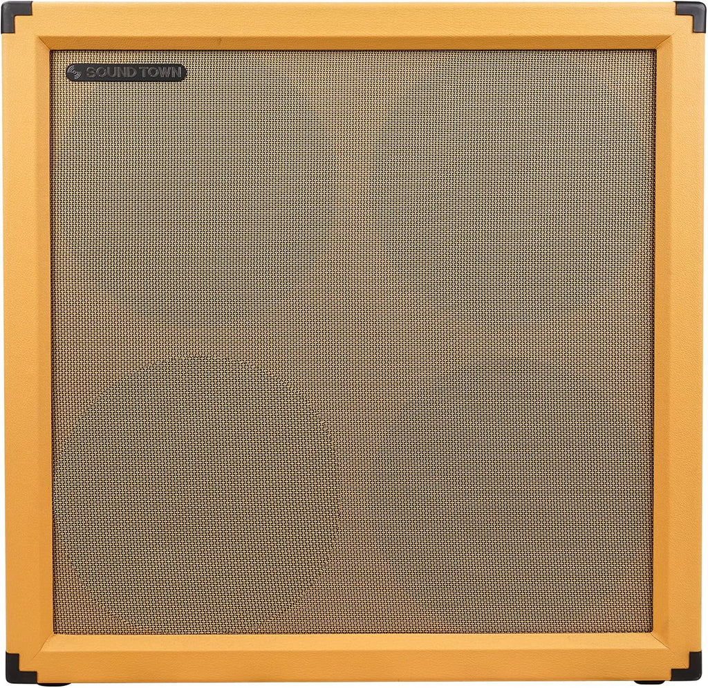 Sound Town 4 x 12' Empty Guitar Speaker Cabinet, Birch Plywood, Orange Tolex, Wheat Cloth Grill, Compatible with Celestion/Eminence Speakers (GUC412OR-EC)