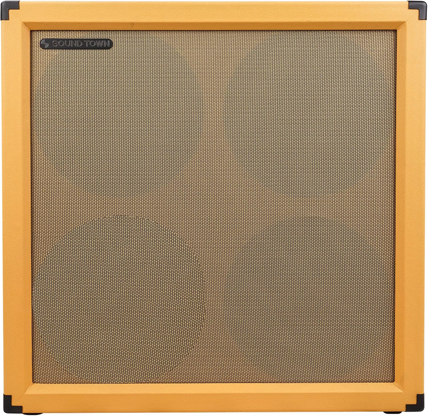 Sound Town 4 x 12' Empty Guitar Speaker Cabinet, Birch Plywood, Orange Tolex, Wheat Cloth Grill, Compatible with Celestion/Eminence Speakers (GUC412OR-EC)