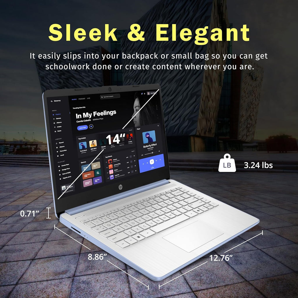 HP Flagship 14' HD Student&Business Laptop, Intel N150 CPU(Beats i3-1115G4), 32GB RAM, 288GB Storage (128GB UFS + 160GB Docking Set), W/1 Year Office 365&AI-Copilot, Webcam, Bluetooth, Win 11s, Blue