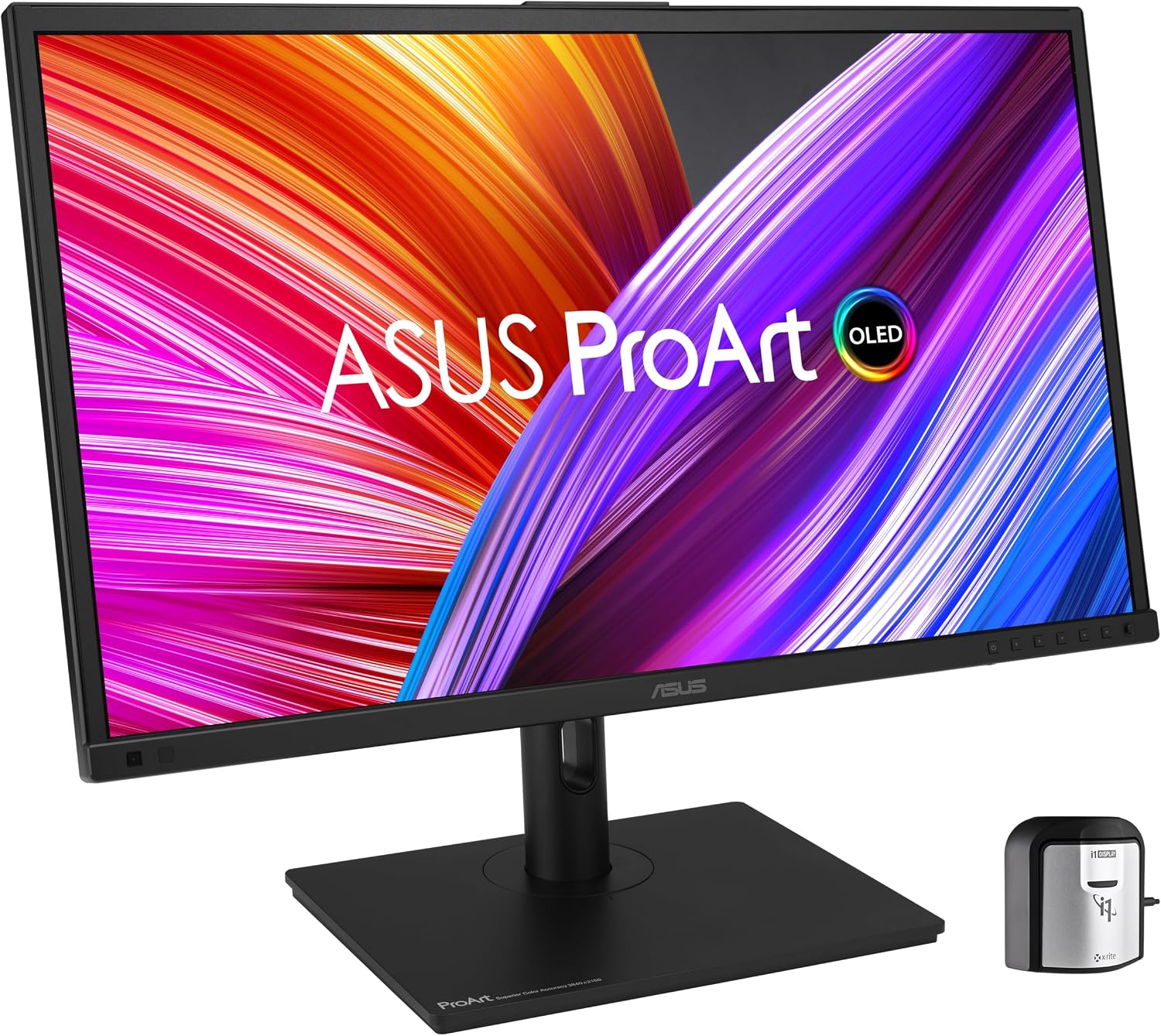 ASUS ProArt Display 27'4K HDR RGB OLED Professional Monitor (PA27DCE-K) - UHD (3840 x 2160), 99% DCI-P3, HLG, ΔE < 1, USB-C PD 80W, Hardware Calibration, Calman Ready, X-rite i1 Display Pro Calibrator