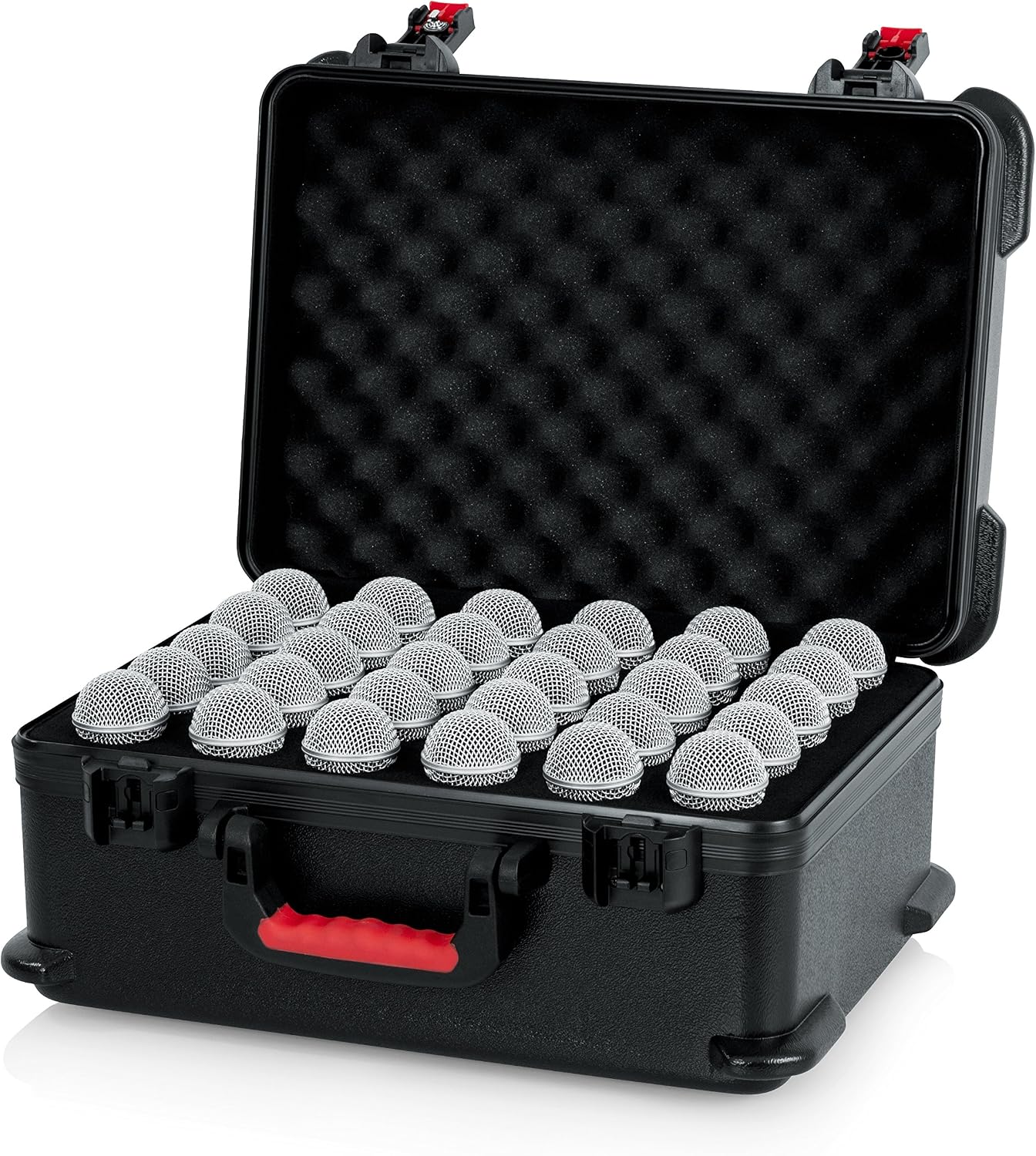 Gator Cases Molded Flight Case to Hold Up to (30) Wired Microphones with TSA Approved Locking Latch, (GTSA-MIC30)