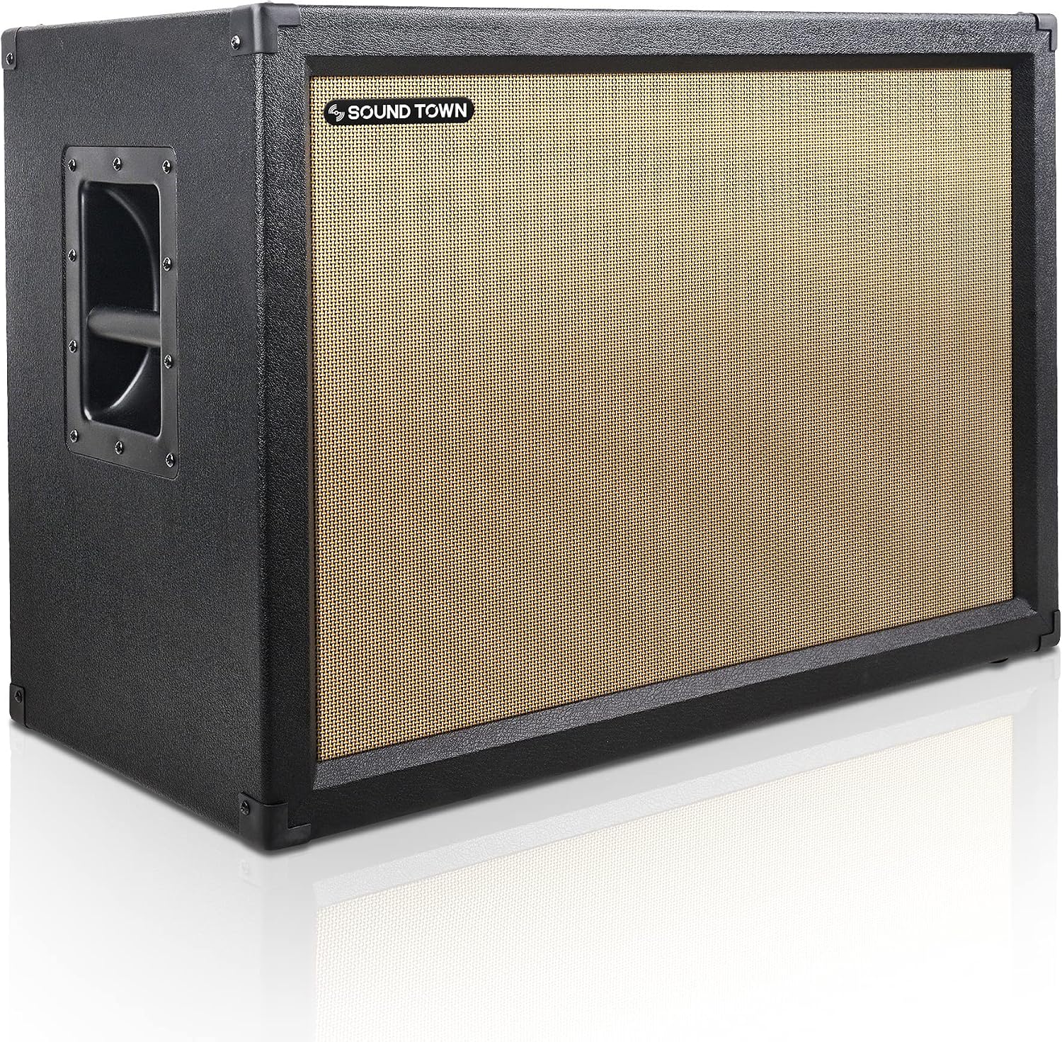 Sound Town 2x12' Empty Guitar Speaker Cabinet, Birch Plywood, Black, Wheat Cloth Grill, Compatible with Celestion/Eminence Speakers (GUC212BK-EC)