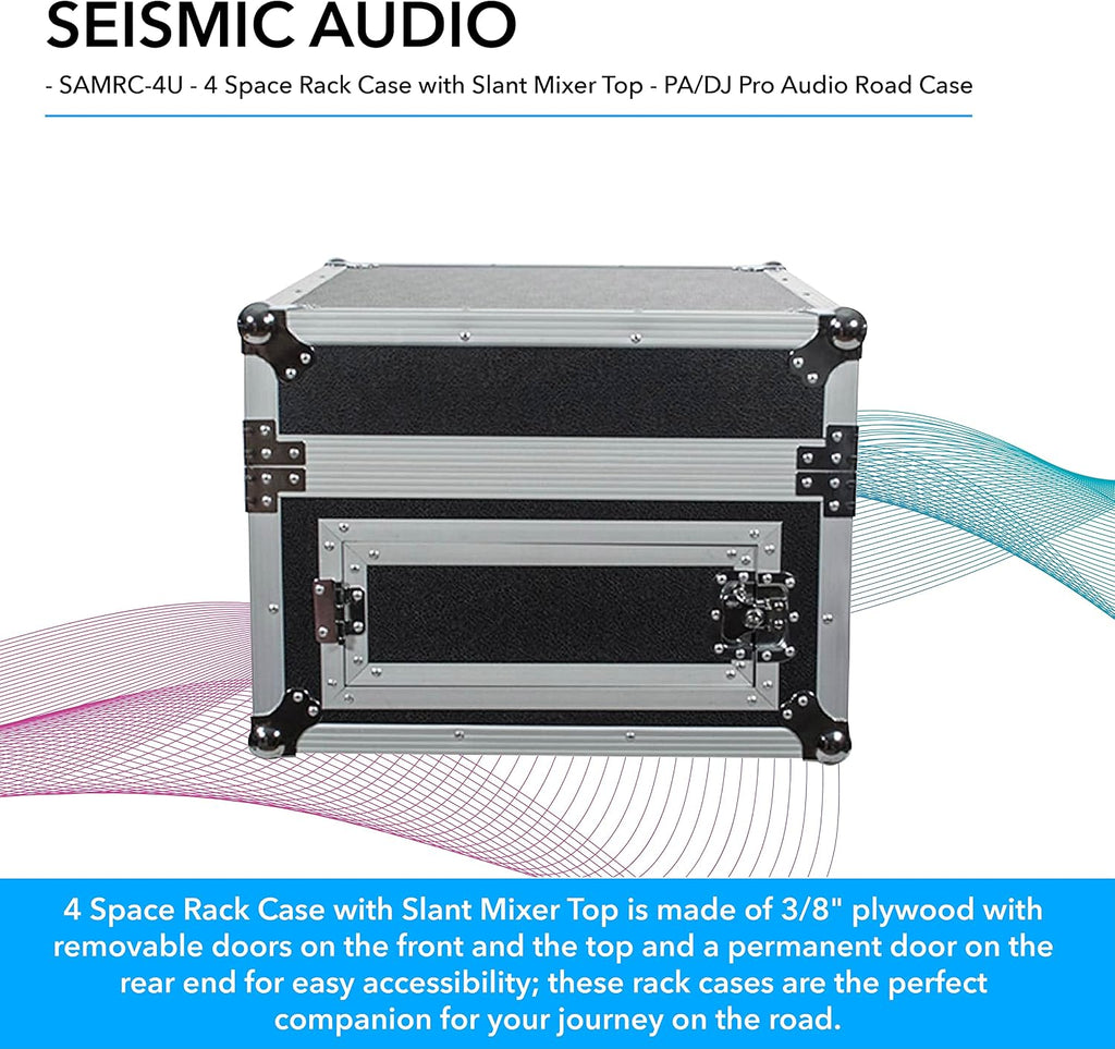 Seismic Audio - SAMRC-4U - 4 Space Rack Case with Slant Mixer Top - PA/DJ Pro Audio Road Case
