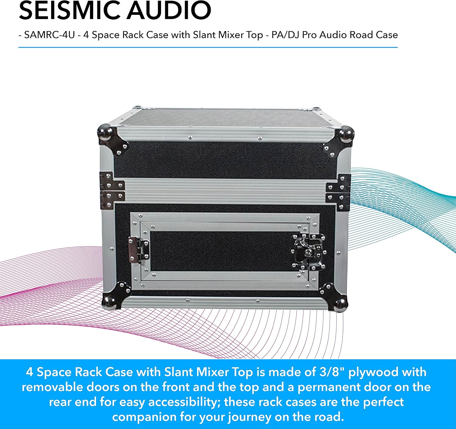 Seismic Audio - SAMRC-4U - 4 Space Rack Case with Slant Mixer Top - PA/DJ Pro Audio Road Case