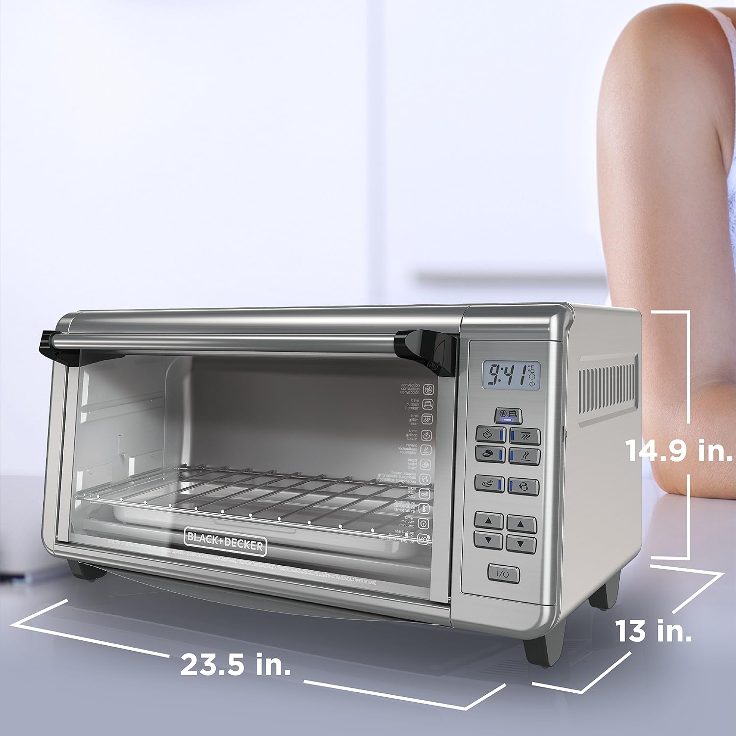 Black+Decker TO3290XSD 8-Slice Digital Toaster Oven, Stainless Steel
