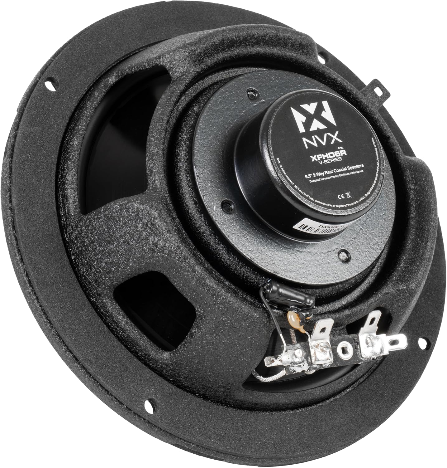 NVX® XFHD6R Premium 6.5' Motorcycle Speakers, 600W Peak (300W RMS), 2-Ohm Rear Tour-Pak Coaxials with 1' Titanium Tweeters, Waterproof, Plug-and-Play Upgrade for Harley-Davidson Touring 2014 Up (Pair)