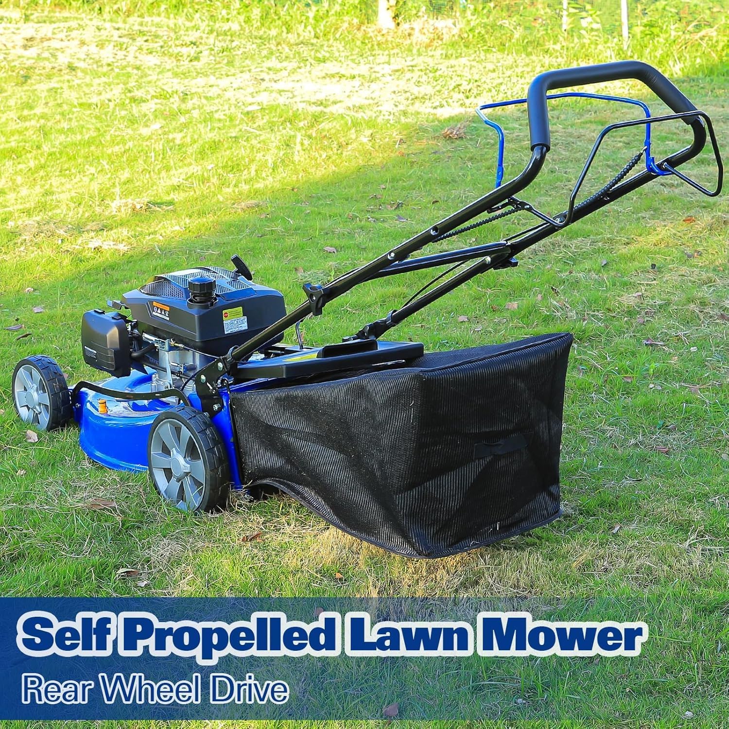BILT HARD 21' Self Propelled Gas Lawn Mower – Powered by a 201cc 4-Cycle OHV Engine, 3-in-1 Functions (Bagging, Mulching & Side Discharge), 8-Position Cutting Height Adjustment, and Easy Start.