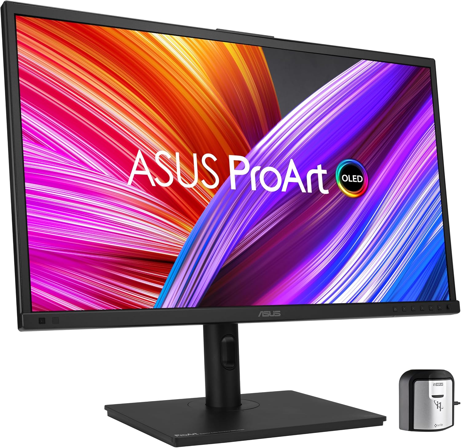 ASUS ProArt Display 27'4K HDR RGB OLED Professional Monitor (PA27DCE-K) - UHD (3840 x 2160), 99% DCI-P3, HLG, ΔE < 1, USB-C PD 80W, Hardware Calibration, Calman Ready, X-rite i1 Display Pro Calibrator