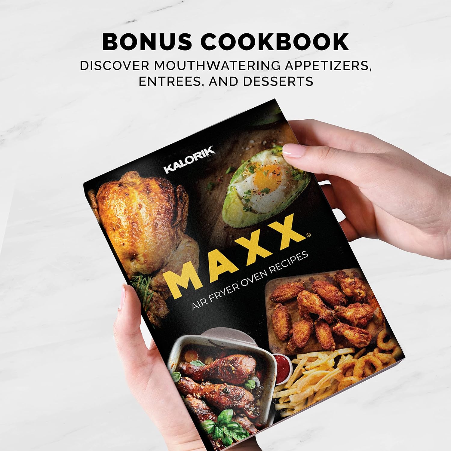 Kalorik MAXX® Digital 4-Quart 7-in-1 Air Fryer, LED Display, 21 Smart Presets, 4 Accessories, Recipe Book, 1600W, Stainless Steel, FT 50929 OW