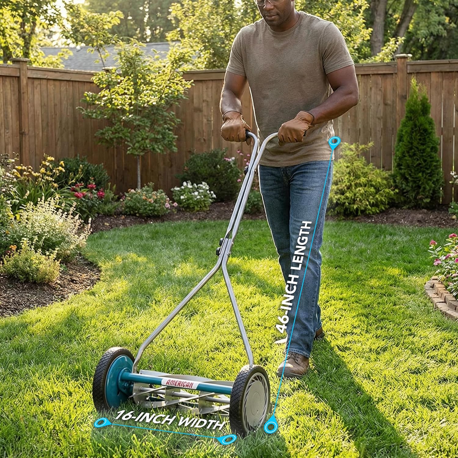 American Lawn Mower Company 2607-16 16-Inch 7-Blade Reel Push Lawn Mower, SK-2 Sharpener Included