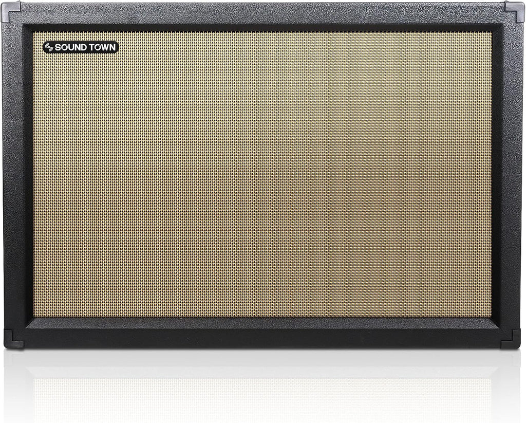 Sound Town 2x12' Empty Guitar Speaker Cabinet, Birch Plywood, Black, Wheat Cloth Grill, Compatible with Celestion/Eminence Speakers (GUC212BK-EC)