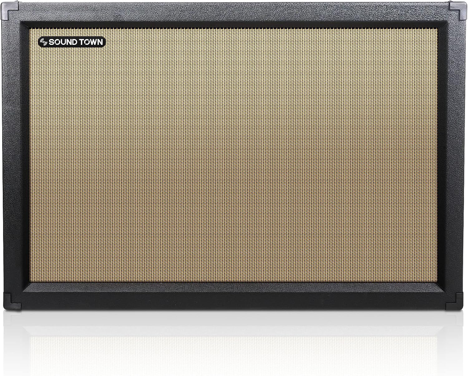 Sound Town 2x12' Empty Guitar Speaker Cabinet, Birch Plywood, Black, Wheat Cloth Grill, Compatible with Celestion/Eminence Speakers (GUC212BK-EC)