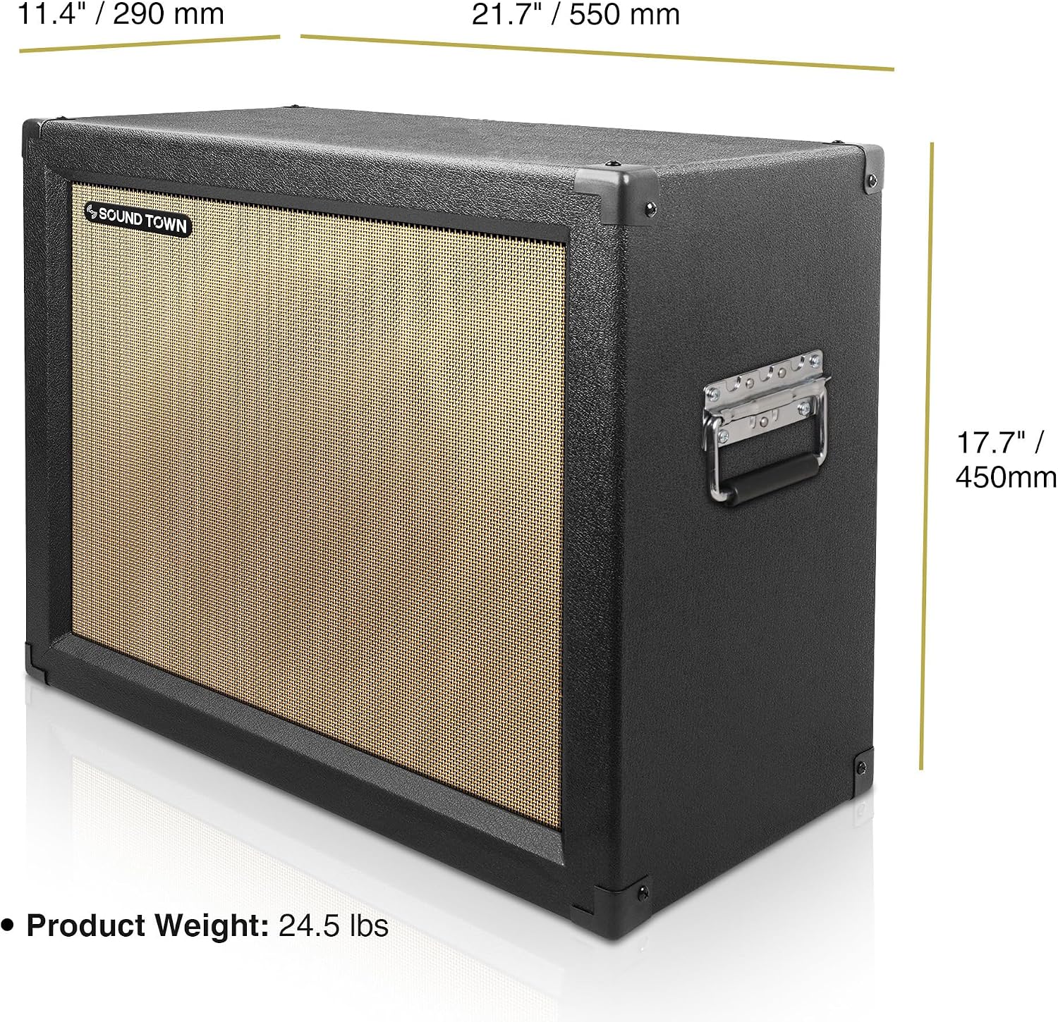 Sound Town 1 x 12' Empty Guitar Speaker Cabinet, with Birch Plywood Construction, Black Tolex, Wheat Cloth Grill, Compatible with Celestion/Eminence Speakers (GUC112BK-EC)