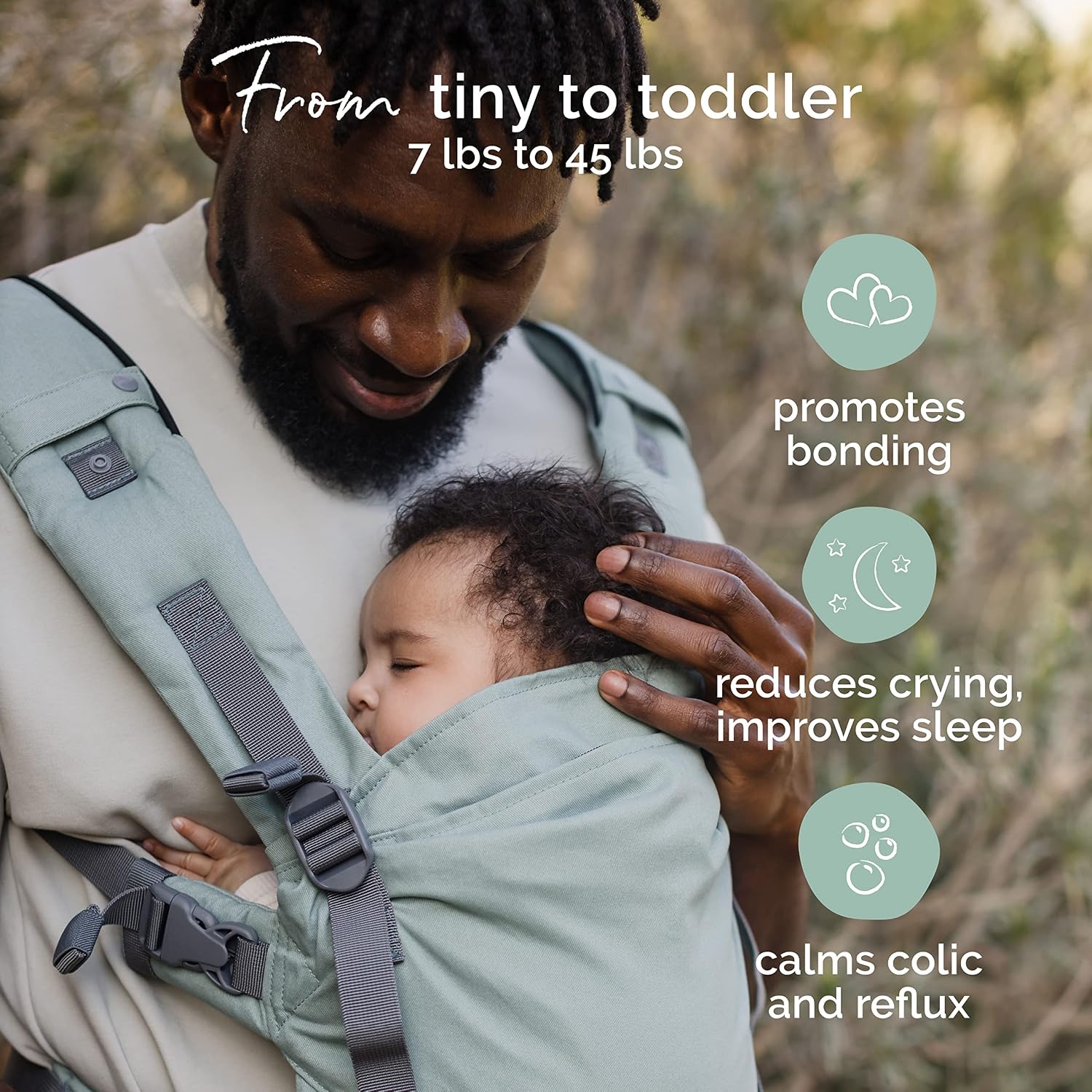 Boba X Baby Carrier - Newborn to Toddler Adjustable, 2-in-1 Convertible Front and Backpack Carrier 7 to 45 lbs, Ergonomic Baby Carrier with Crossable Straps (Seafoam)