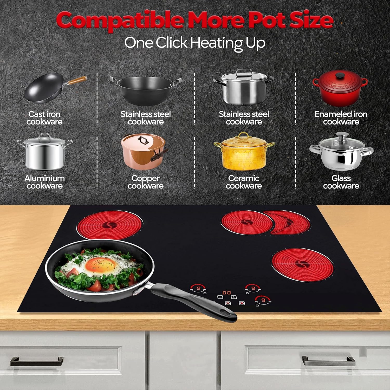 Ramblewood 4 Burner 30' Electric Cooktop, EC4-70, 7200W