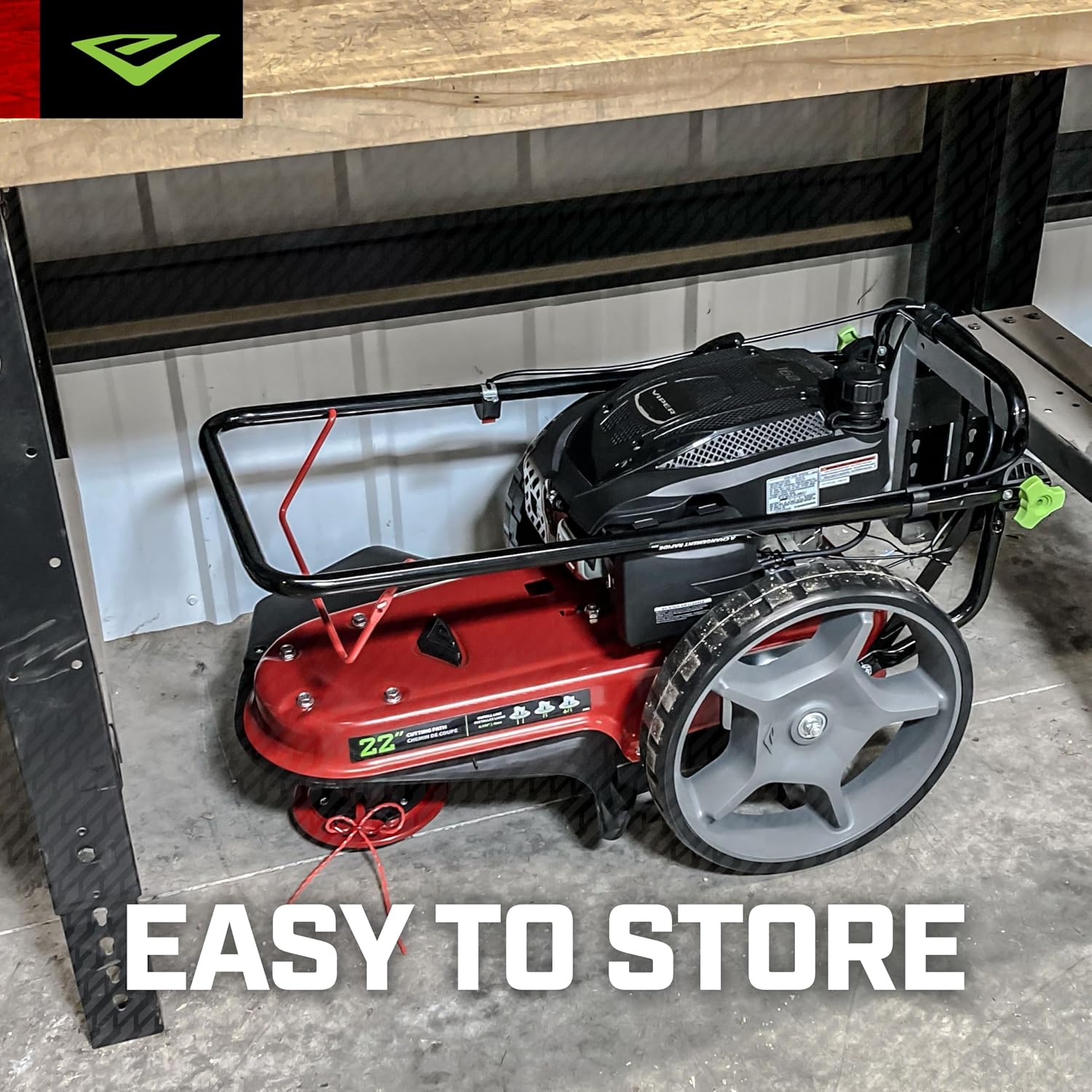 Earthquake Walk Behind String Mower With 160cc Viper 4-Cycle Engine, 22' Cutting Diameter, 14' Never-Go-Flat Wheels, Easy Assembly, Adjustable Handlebar, Model # 40314