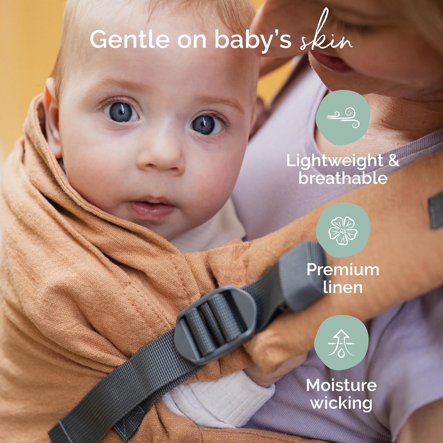 Boba X Baby Carrier Newborn to Toddler - Certified Hip Healthy, Micro-Adjustable Baby Carriers from Newborn - Breathable & Lightweight 100% Cotton Twill, Petite to Plus Size, 7-45 lbs (Linen Rye)