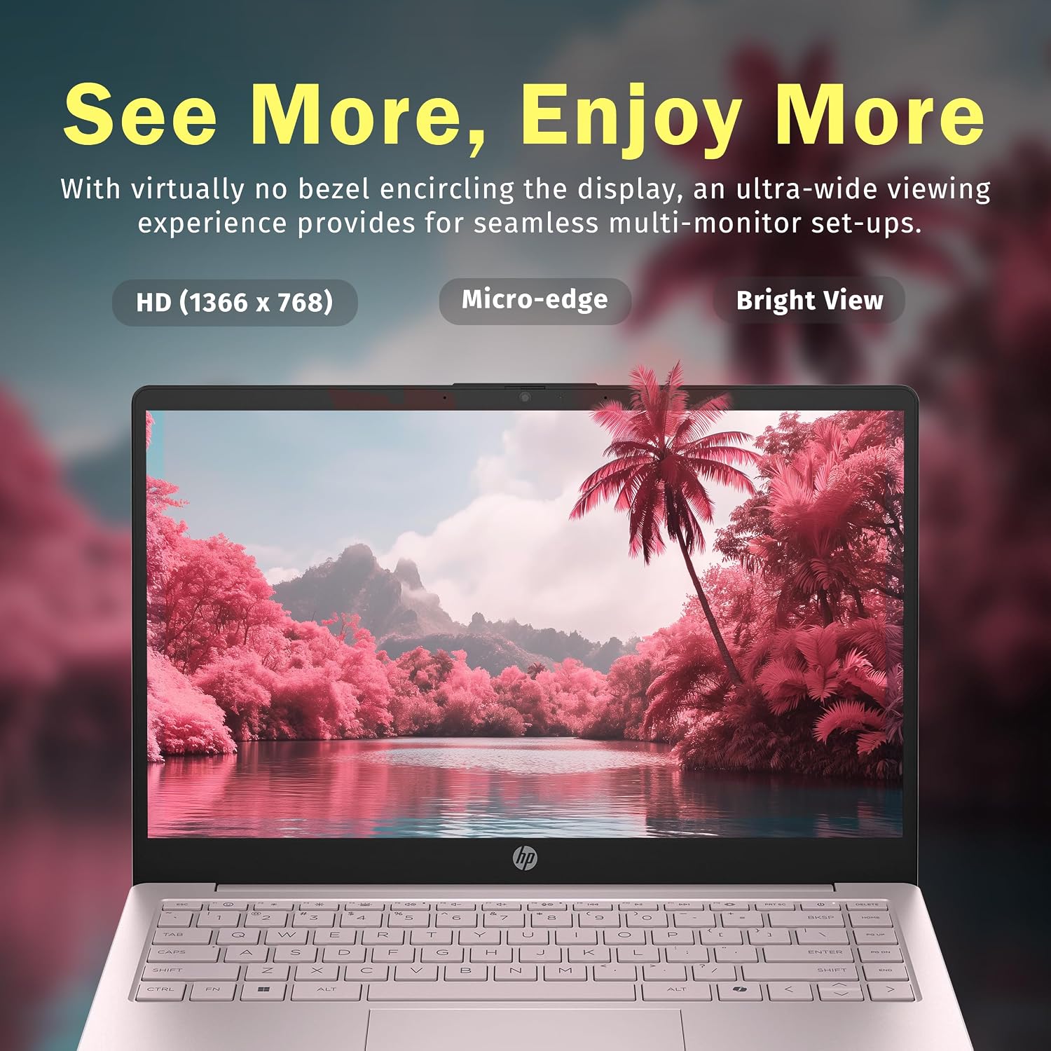 HP Stream 14' HD Laptop, Intel Processor N150, 4GB RAM, 128GB UFS, Intel Graphics, Webcam, Bluetooth, Windows 11s, Pink (Renewed)