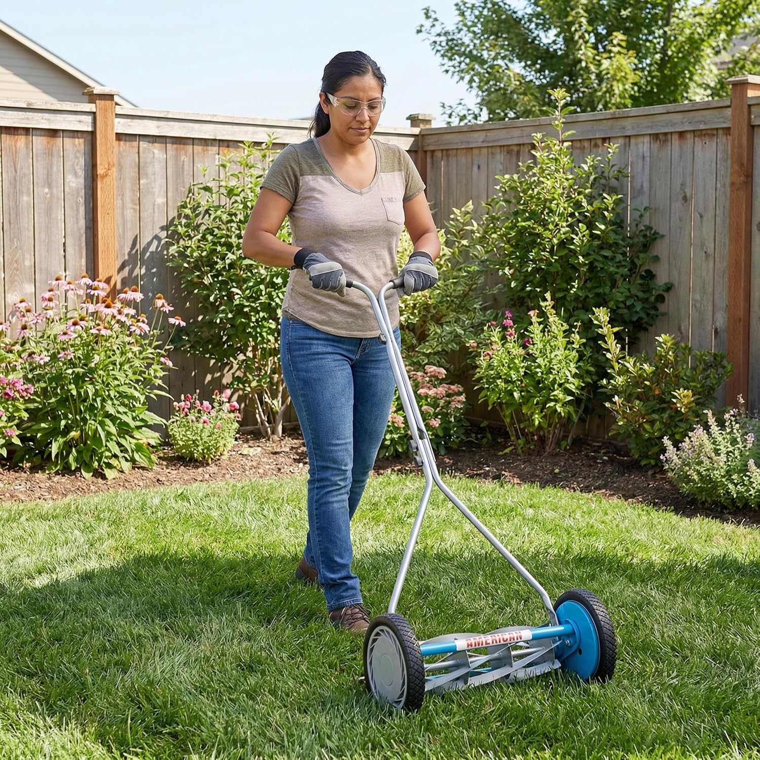 American Lawn Mower Company 2607-16 16-Inch 7-Blade Reel Push Lawn Mower, SK-2 Sharpener Included