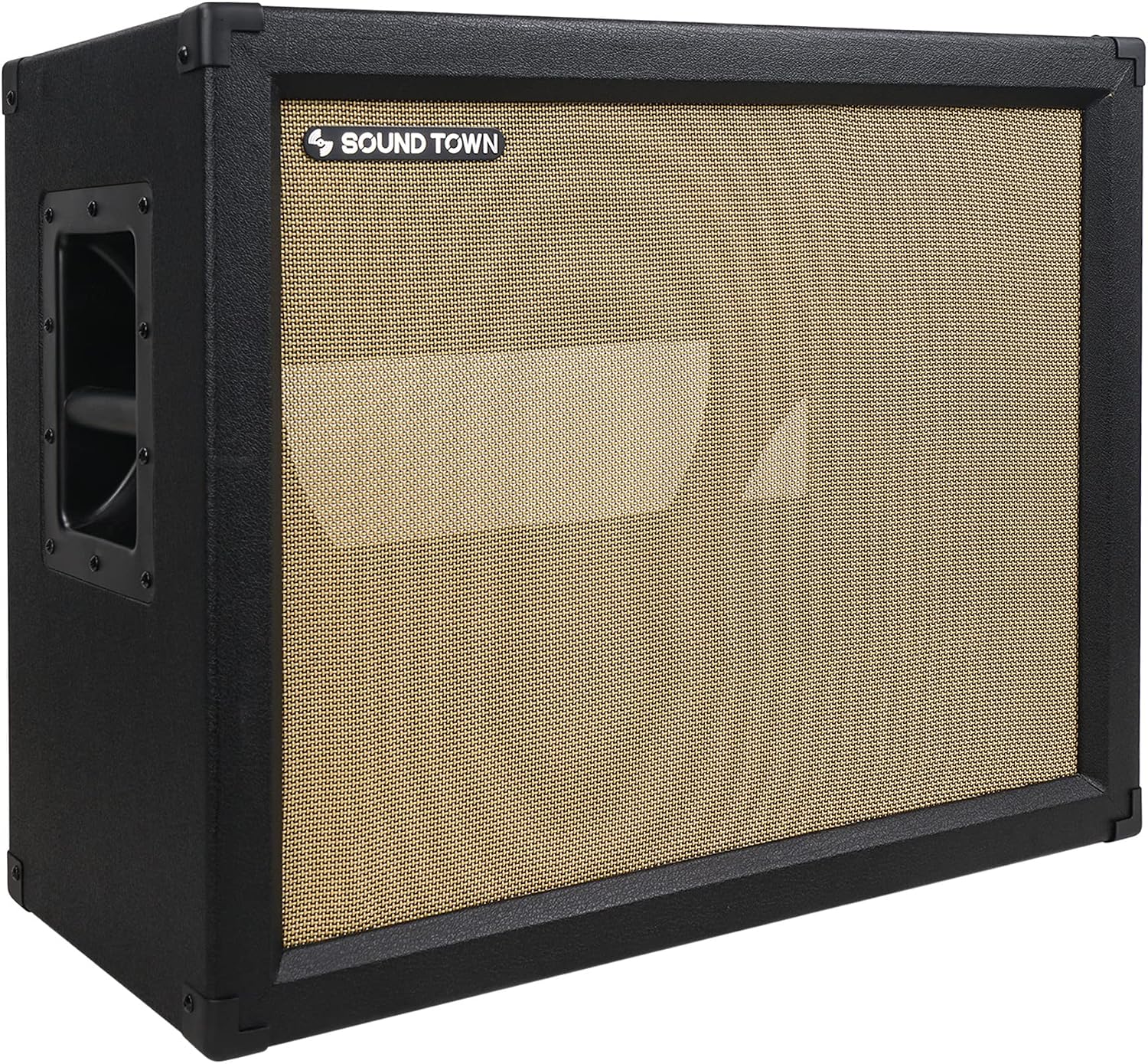 Sound Town 2 x 12 Empty Open-Back Guitar Speaker Cabinet, Birch Plywood, Mono/Stereo Jack Plate, Black, Wheat Cloth Grill, Compatible w/Celestion/Eminence Speakers (GUC212OBBK-EC)