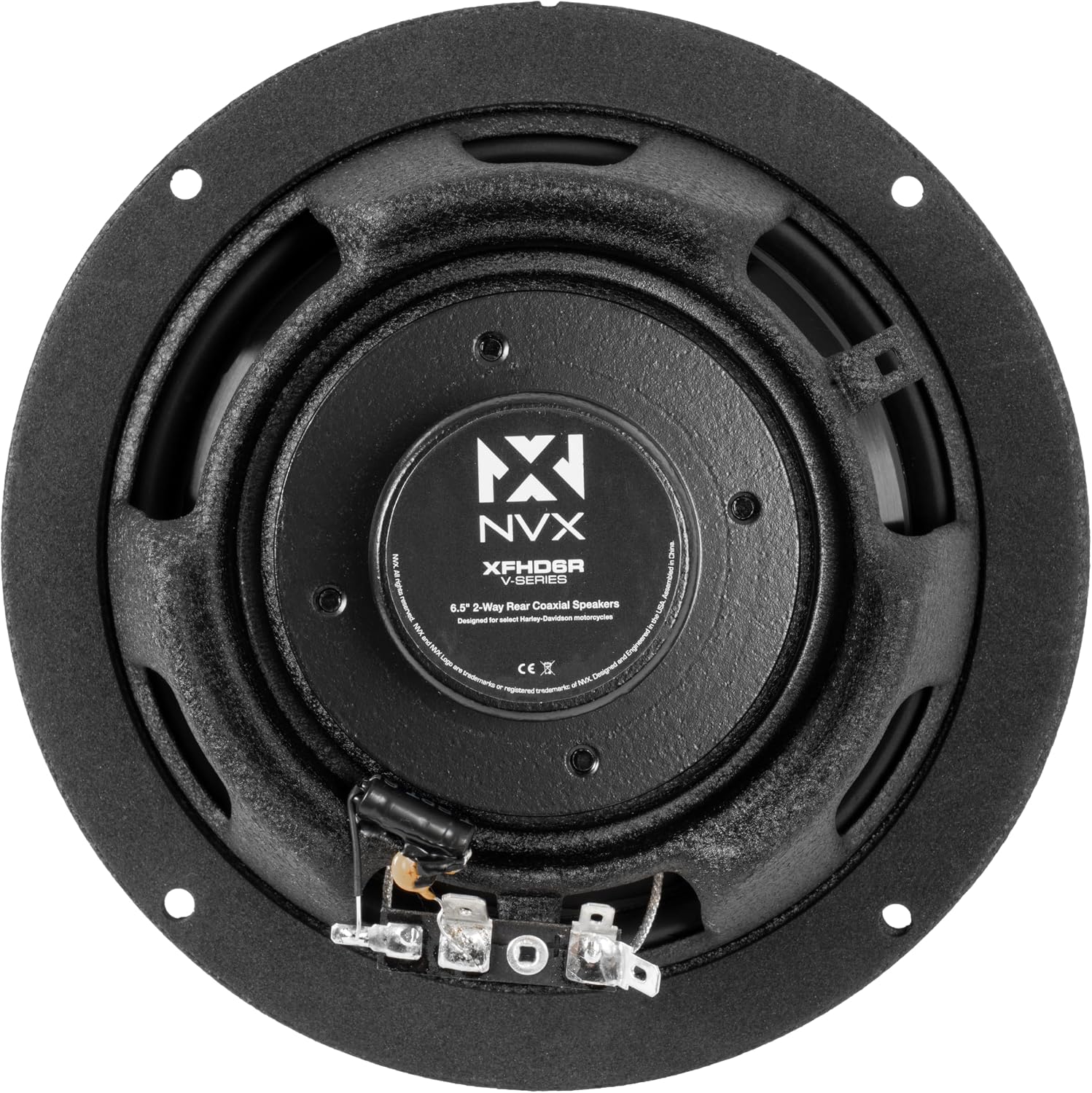 NVX® XFHD6R Premium 6.5' Motorcycle Speakers, 600W Peak (300W RMS), 2-Ohm Rear Tour-Pak Coaxials with 1' Titanium Tweeters, Waterproof, Plug-and-Play Upgrade for Harley-Davidson Touring 2014 Up (Pair)