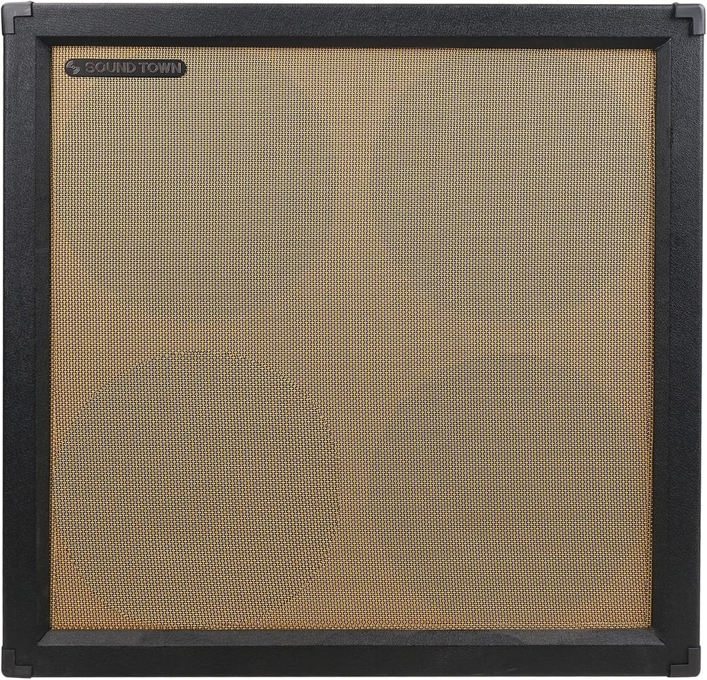 Sound Town 4 x 12 Empty Guitar Speaker Cabinet, Birch Plywood, Black Tolex, Wheat Cloth Grill, Compatible with Celestion/Eminence Speakers (GUC412BK-EC)