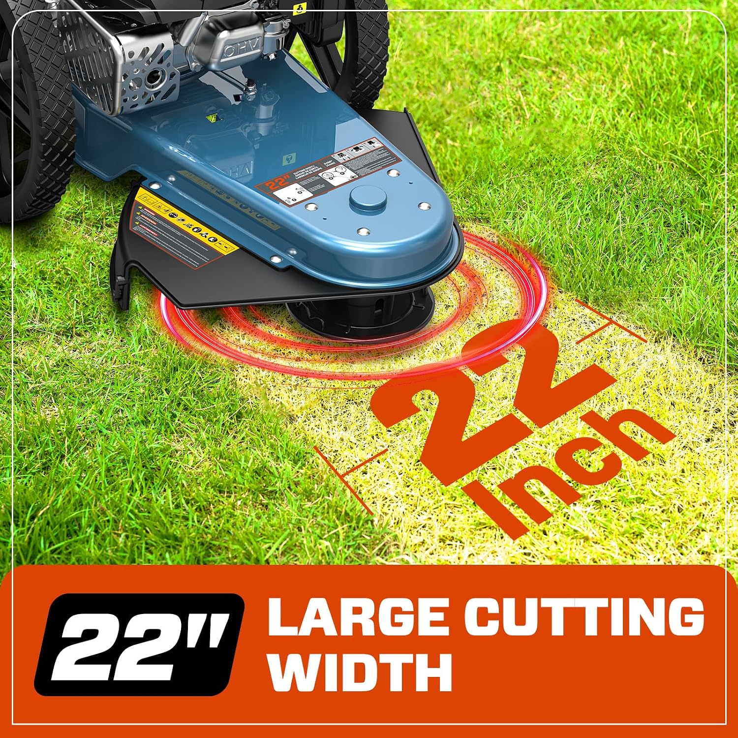 SENIX High Wheel Gas Walk Behind Brush Cutter and String Trimmer, 22-Inch Swatch with .155-Inch Line, 160 cc 4-Cycle Engine, Steel Deck, 14' Rubber Wheels, Adjustable Height (STMG-L)