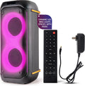 Pyle Compact Bluetooth PA Party Speaker System – 160W Portable Karaoke Machine with Built-in Battery, TWS, Mic Priority, USB/SD/BT/FM, Flashing LED Lights, Dual 6.5' Speakers, 11.6' x 11.6' x 25.2'