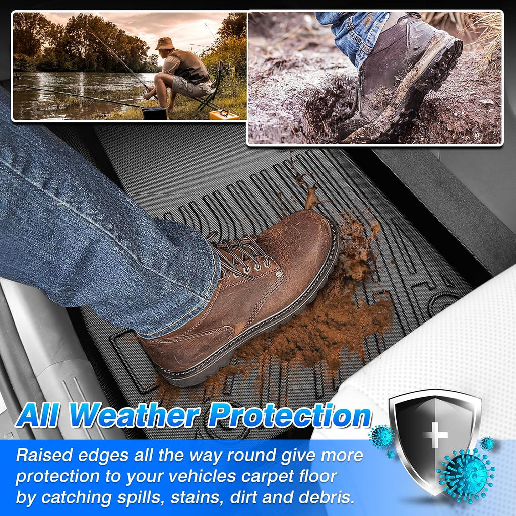 Floor Mats for 2015-2020 Chevy/Chevrolet Suburban & GMC Yukon XL 8 Seats, All Weather Cargo Liner for Suburban Accessories, Heavy Duty TPE Cargo Mats, Car Accessories