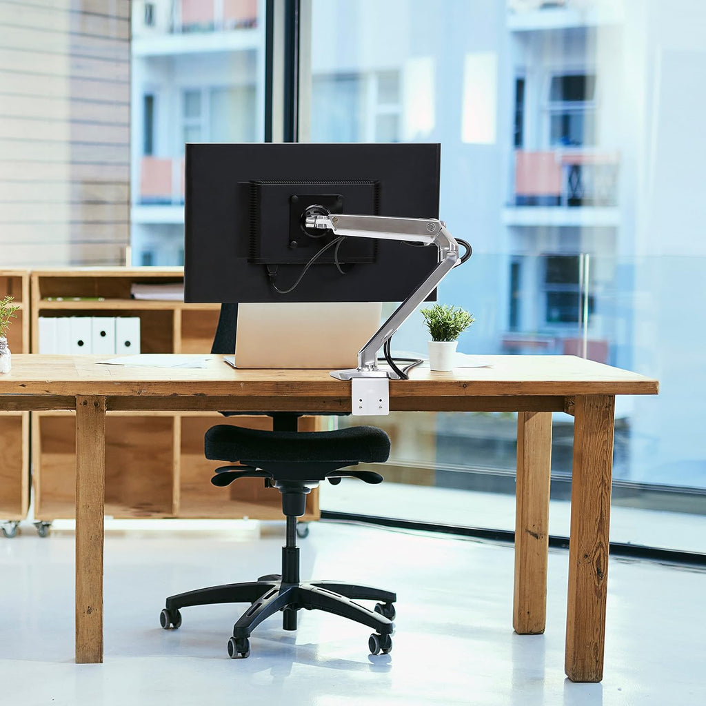Ergotron – MXV Single Monitor Arm, VESA Desk Mount – for Monitors Up to 34 Inches, 7 to 20 lbs – Polished Aluminum
