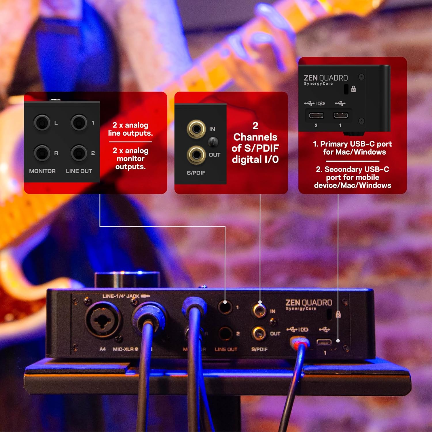Antelope Audio Zen Quadro USB-C Podcast & Recording Interface — 4 Discrete Studio-Grade Mic Preamps, Pro Conversion & Clocking, Built-In Studio Effects — Bus-Powered — 14-In/10-Out