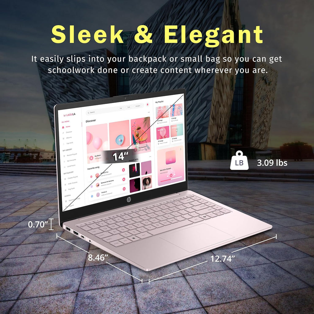 HP Stream 14' HD Laptop, Intel Processor N150, 4GB RAM, 128GB UFS, Intel Graphics, Webcam, Bluetooth, Windows 11s, Pink (Renewed)