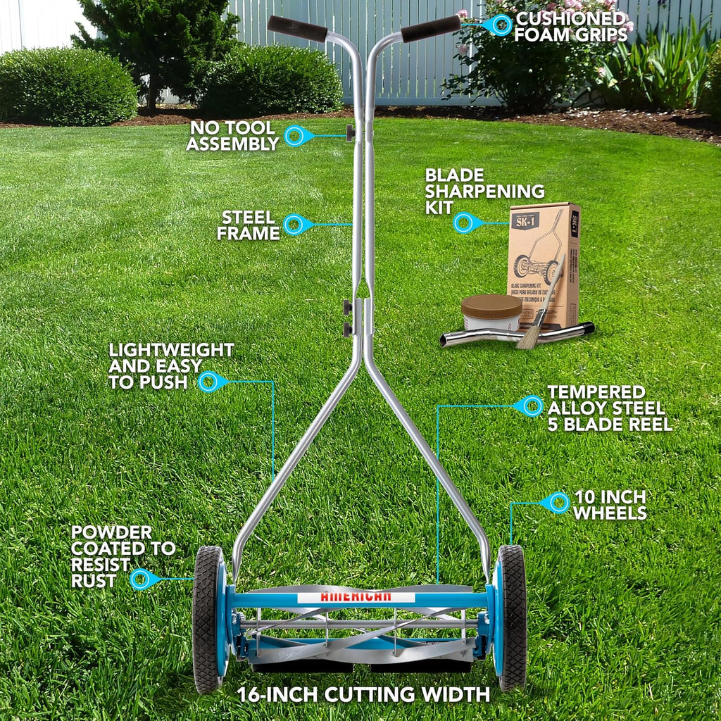 American Lawn Mower Company 2605-16SK 16-Inch 5-Blade Reel Push Lawn Mower